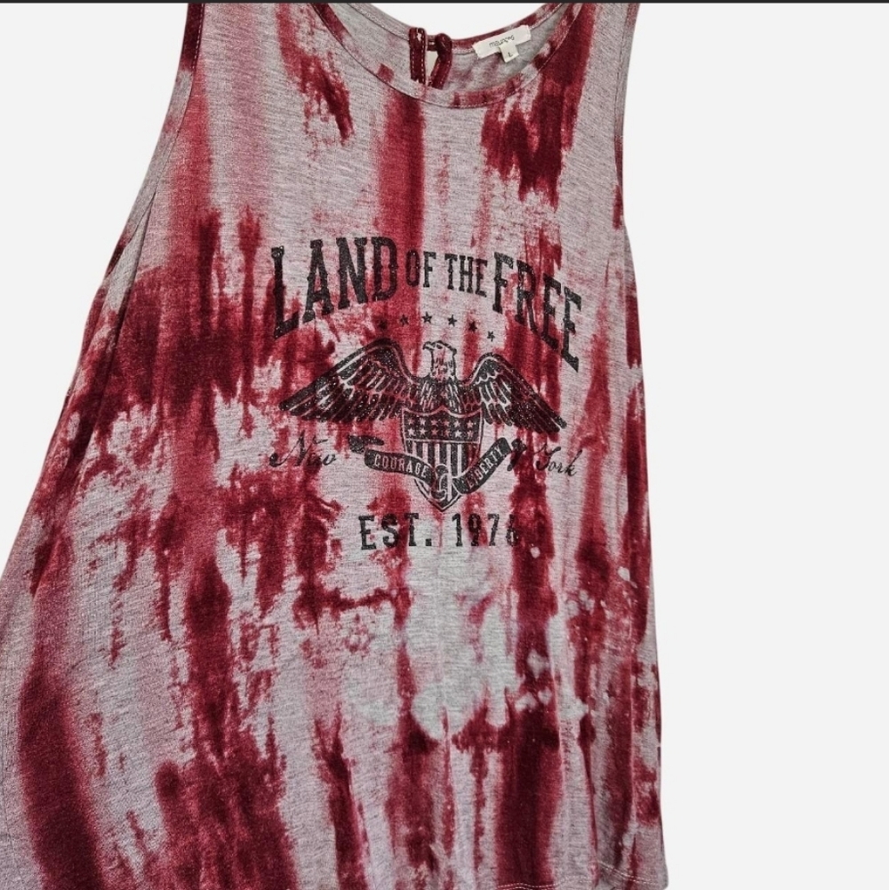 Maurices Tie Dye "Land of the Free" Tank Top Women's Size Large - Picture 4 of 8